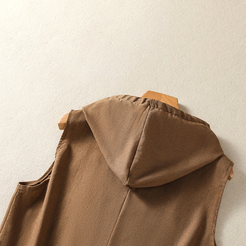Buddha Stones Lässiges, ärmelloses Kapuzenshirt mit Kordelzug und Taschen für Damen – mit Reißverschluss und Taschen - image 22
