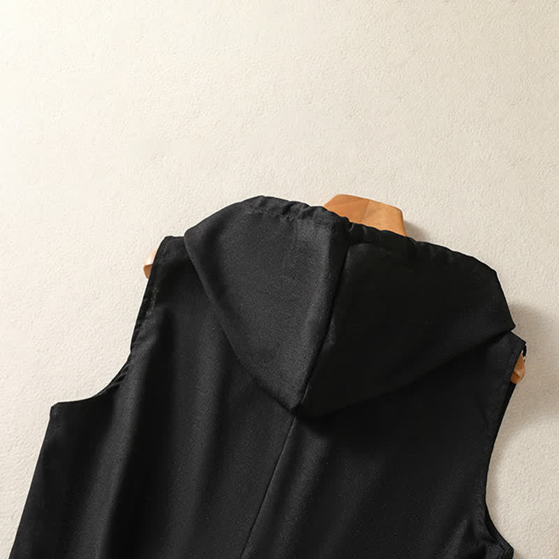 Buddha Stones Lässiges, ärmelloses Kapuzenshirt mit Kordelzug und Taschen für Damen – mit Reißverschluss und Taschen - image 14