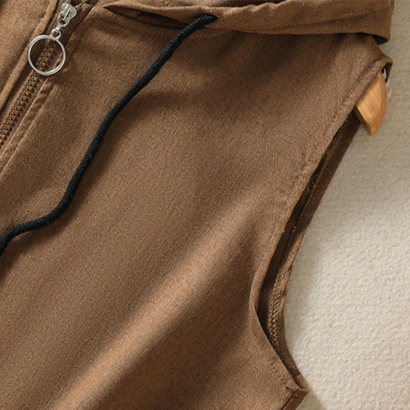 Buddha Stones Lässiges, ärmelloses Kapuzenshirt mit Kordelzug und Taschen für Damen – mit Reißverschluss und Taschen - image 23