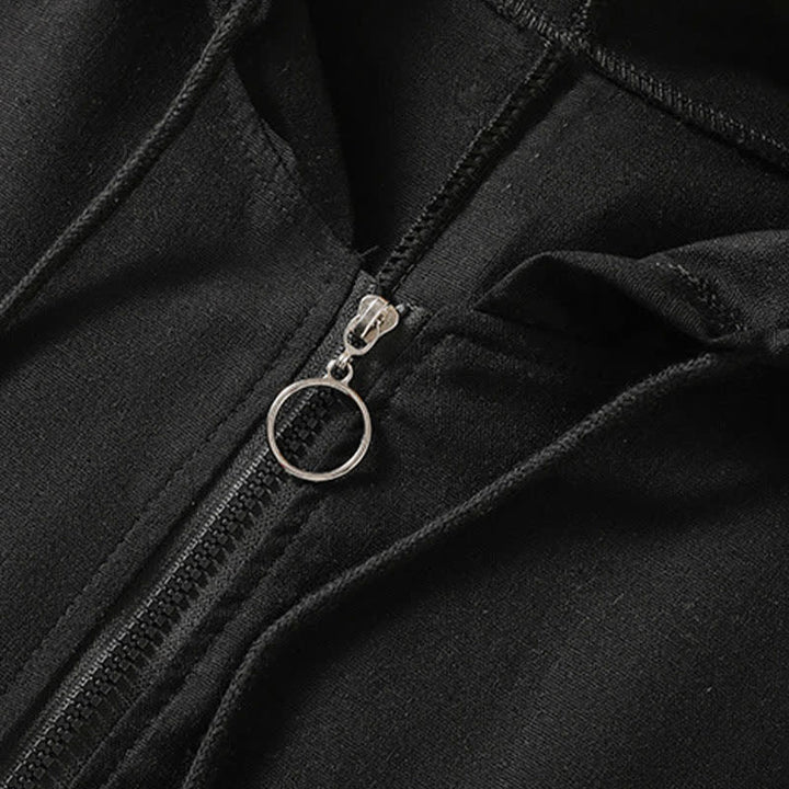 Buddha Stones Lässiges, ärmelloses Kapuzenshirt mit Kordelzug und Taschen für Damen – mit Reißverschluss und Taschen - image 17