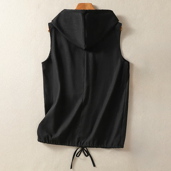 Buddha Stones Lässiges, ärmelloses Kapuzenshirt mit Kordelzug und Taschen für Damen – mit Reißverschluss und Taschen - image 12