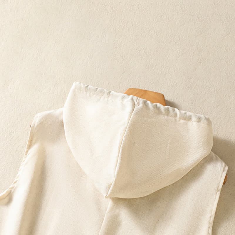 Buddha Stones Lässiges, ärmelloses Kapuzenshirt mit Kordelzug und Taschen für Damen – mit Reißverschluss und Taschen - image 3