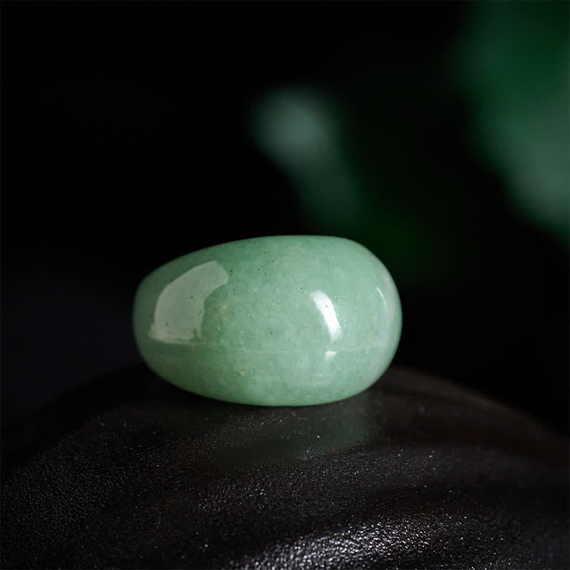 Buddha Stones Breiter Balance-Ring aus natürlichem grünem Aventurin - image 1