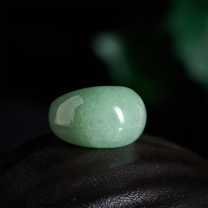 Buddha Stones Breiter Balance-Ring aus natürlichem grünem Aventurin - image 1