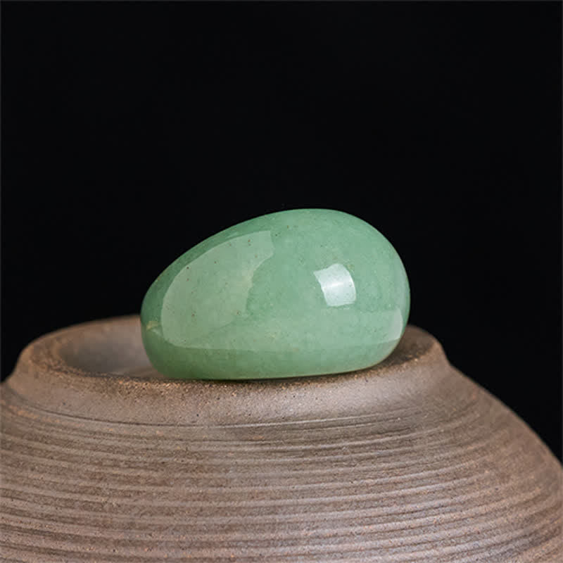 Buddha Stones Breiter Balance-Ring aus natürlichem grünem Aventurin - image 2
