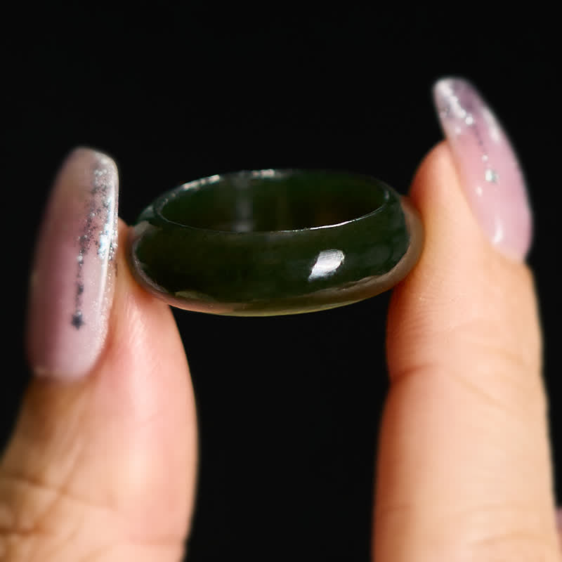 Buddha Stones Heilring aus natürlichem cyanfarbenem Jade - image 7