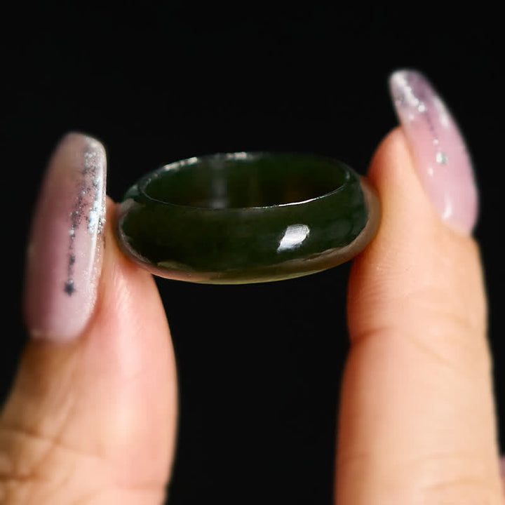 Buddha Stones Heilring aus natürlichem cyanfarbenem Jade - image 7