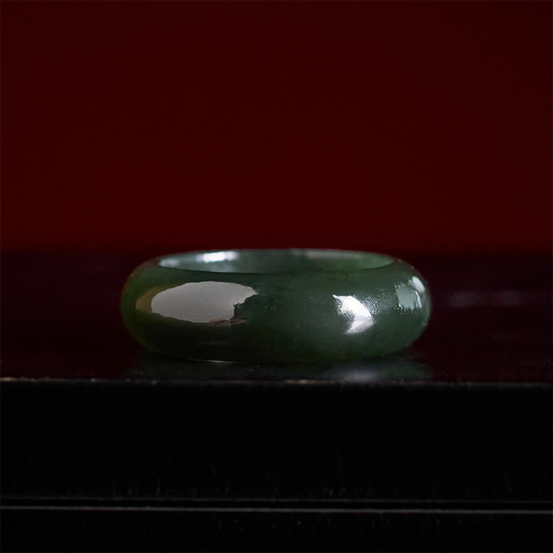 Buddha Stones Heilring aus natürlichem cyanfarbenem Jade - image 3