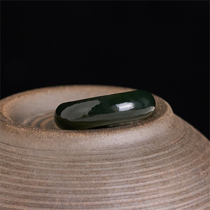 Buddha Stones Heilring aus natürlichem cyanfarbenem Jade - image 1