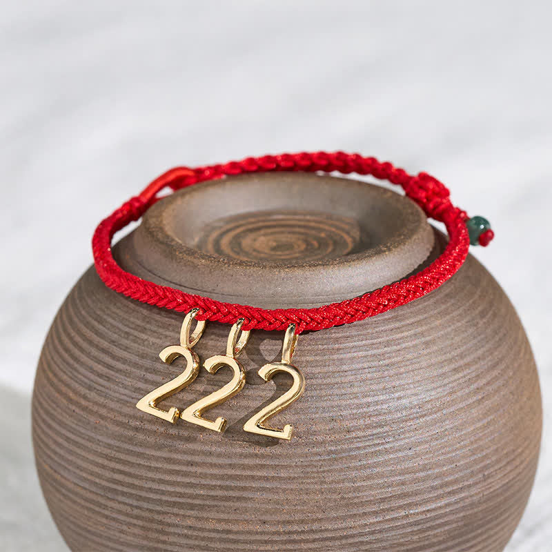Buddha Stones 777 444 333 222 111 Engelszahl Rotes Jade-Schutzarmband Geflochten - image 1