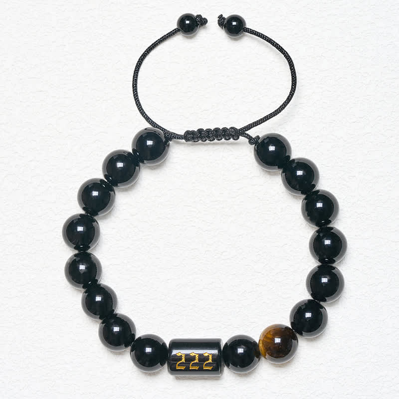 Buddha Stones Armband aus natürlichem schwarzem Obsidian und Tigerauge – Symbol für Stärke und Erfüllung - image 15