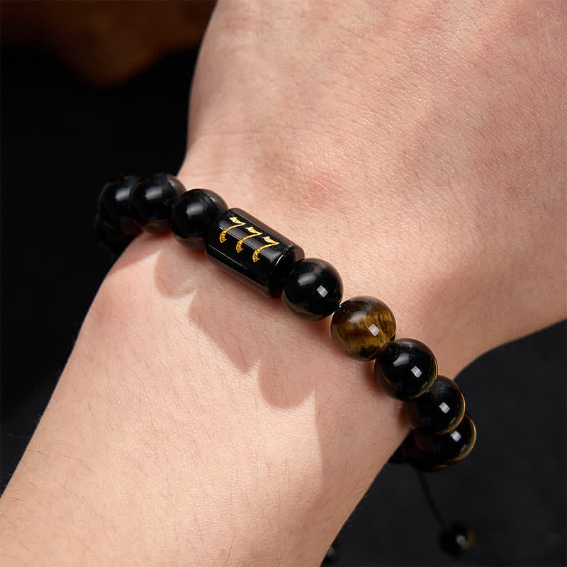Buddha Stones Armband aus natürlichem schwarzem Obsidian und Tigerauge – Symbol für Stärke und Erfüllung - image 27