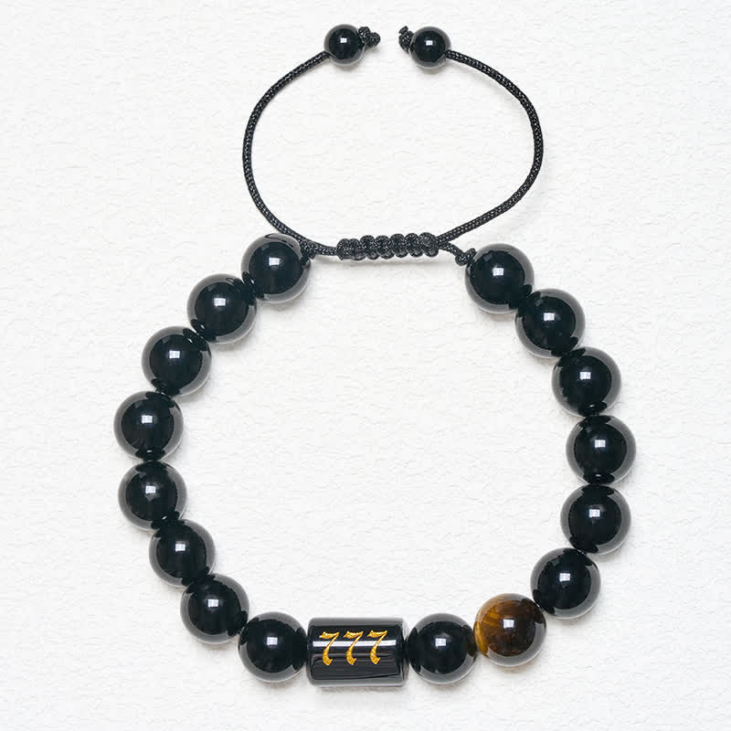 Buddha Stones Armband aus natürlichem schwarzem Obsidian und Tigerauge – Symbol für Stärke und Erfüllung - image 25