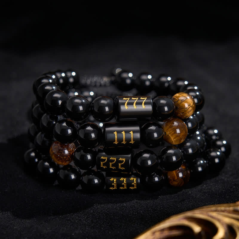 Buddha Stones Armband aus natürlichem schwarzem Obsidian und Tigerauge – Symbol für Stärke und Erfüllung - image 33