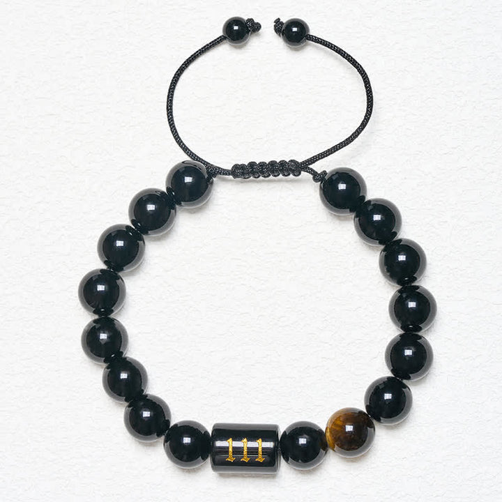 Buddha Stones Armband aus natürlichem schwarzem Obsidian und Tigerauge – Symbol für Stärke und Erfüllung - image 11