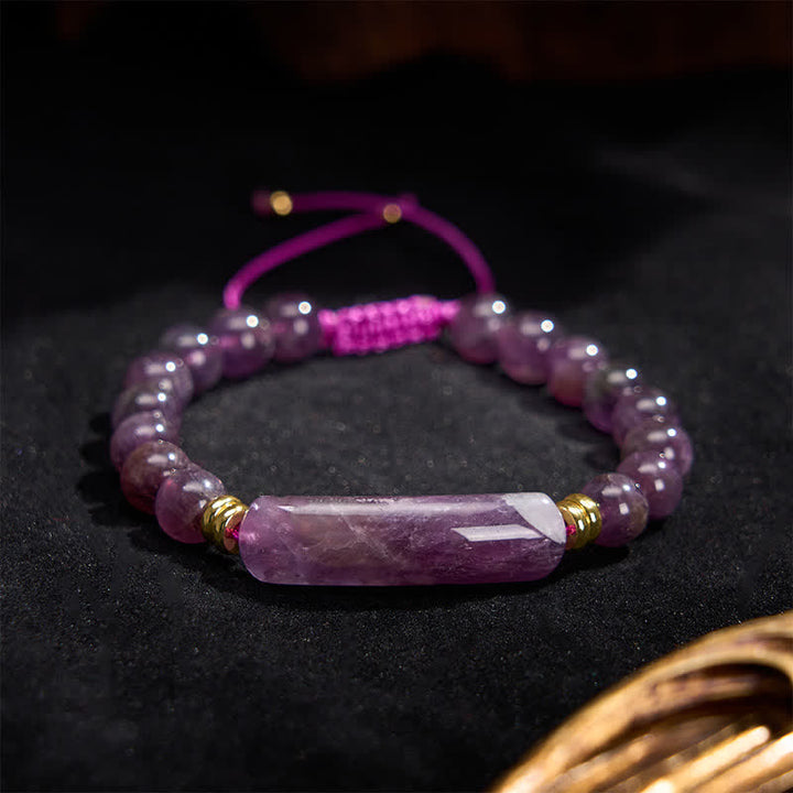 Buddha Stones Armband für positive Transformation aus Amethystgrünem Aventurin, Tigerauge und Erdbeerquarz - image 10