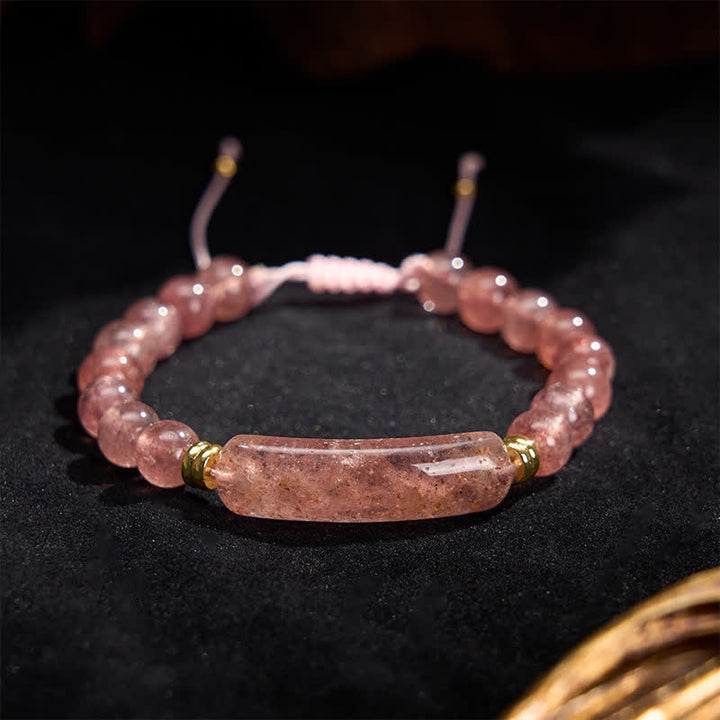 Buddha Stones Armband für positive Transformation aus Amethystgrünem Aventurin, Tigerauge und Erdbeerquarz - image 17