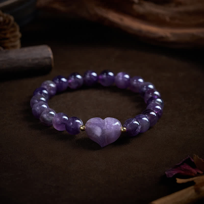 Buddha Stones Natürliches Amethyst-Grünes Aventurin-Tigerauge-Erdbeerquarz-Liebesherz-Spirituelles Armband - image 10