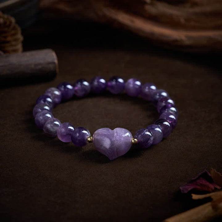 Buddha Stones Natürliches Amethyst-Grünes Aventurin-Tigerauge-Erdbeerquarz-Liebesherz-Spirituelles Armband - image 10