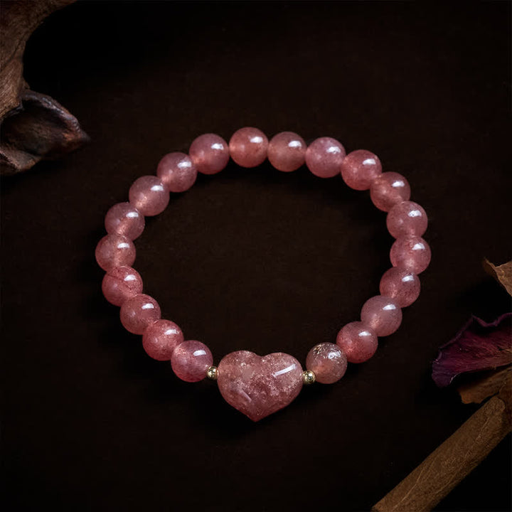 Buddha Stones Natürliches Amethyst-Grünes Aventurin-Tigerauge-Erdbeerquarz-Liebesherz-Spirituelles Armband - image 26