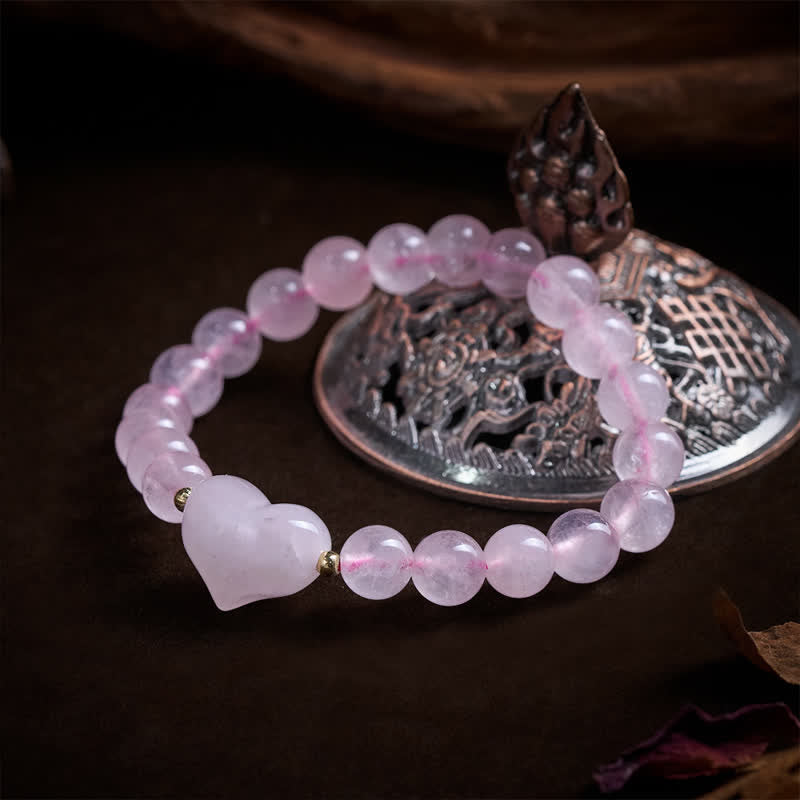 Buddha Stones Natürliches Amethyst-Grünes Aventurin-Tigerauge-Erdbeerquarz-Liebesherz-Spirituelles Armband - image 4