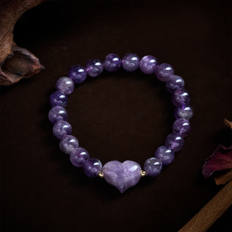 Buddha Stones Natürliches Amethyst-Grünes Aventurin-Tigerauge-Erdbeerquarz-Liebesherz-Spirituelles Armband - image 9