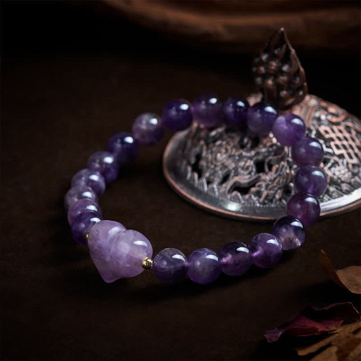 Buddha Stones Natürliches Amethyst-Grünes Aventurin-Tigerauge-Erdbeerquarz-Liebesherz-Spirituelles Armband - image 11