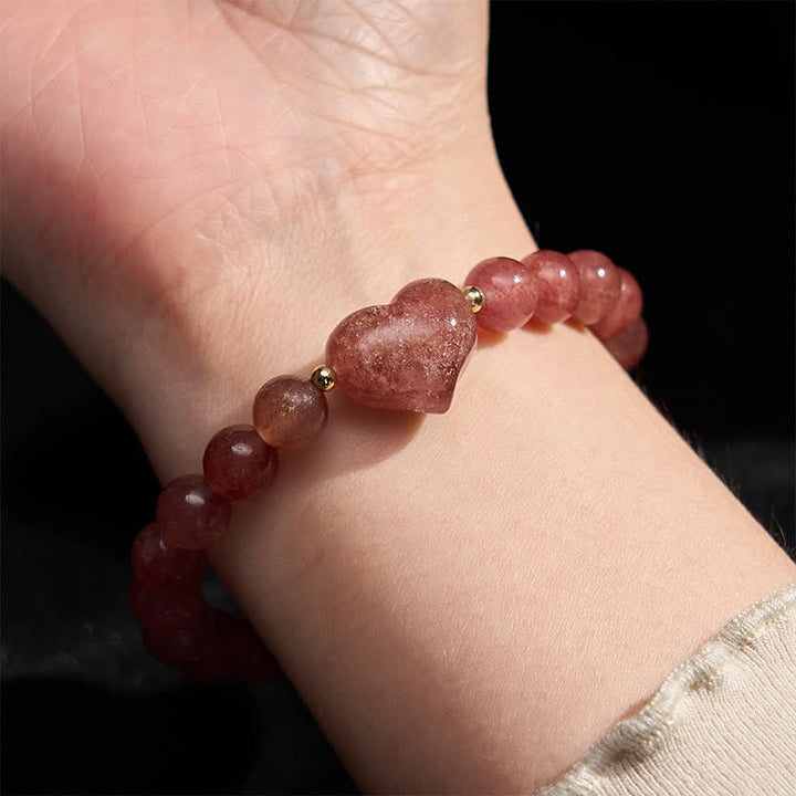 Buddha Stones Natürliches Amethyst-Grünes Aventurin-Tigerauge-Erdbeerquarz-Liebesherz-Spirituelles Armband - image 29