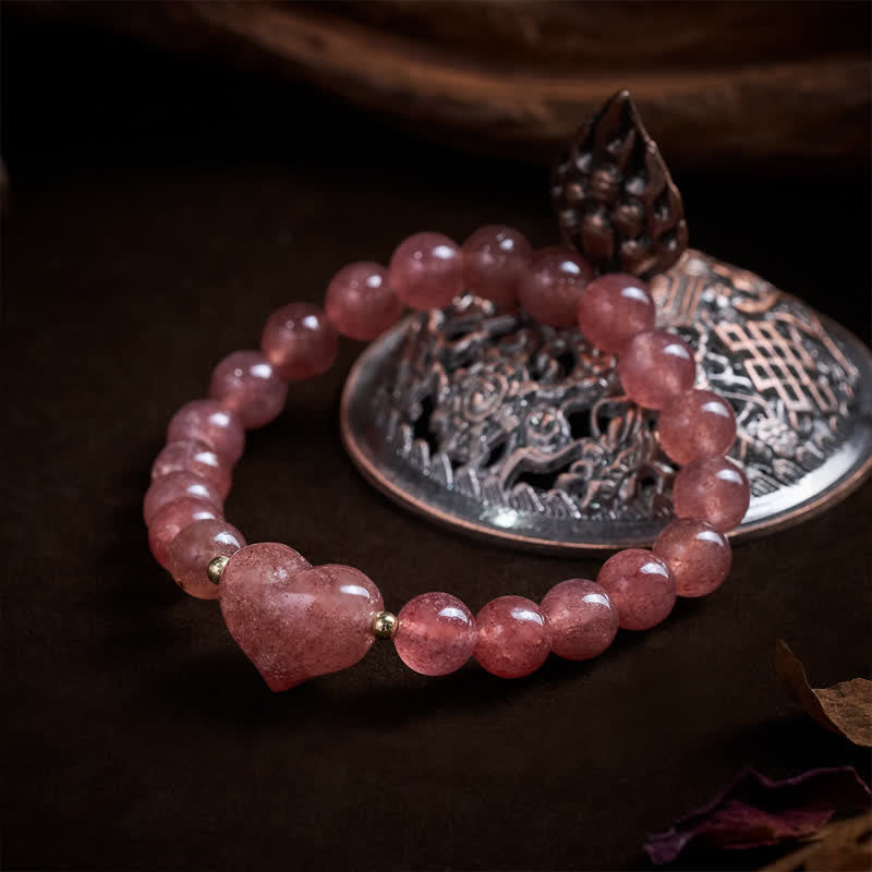 Buddha Stones Natürliches Amethyst-Grünes Aventurin-Tigerauge-Erdbeerquarz-Liebesherz-Spirituelles Armband - image 28