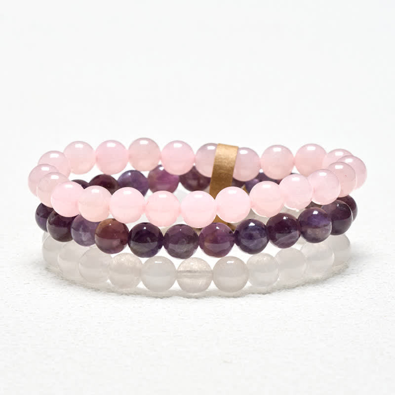 Buddha Stones Armband aus Amethyst und Rosenquarz für spirituelles Bewusstsein - image 4
