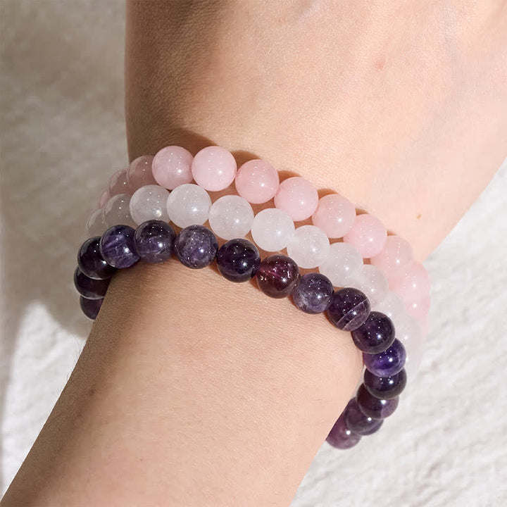Buddha Stones Armband aus Amethyst und Rosenquarz für spirituelles Bewusstsein - image 7
