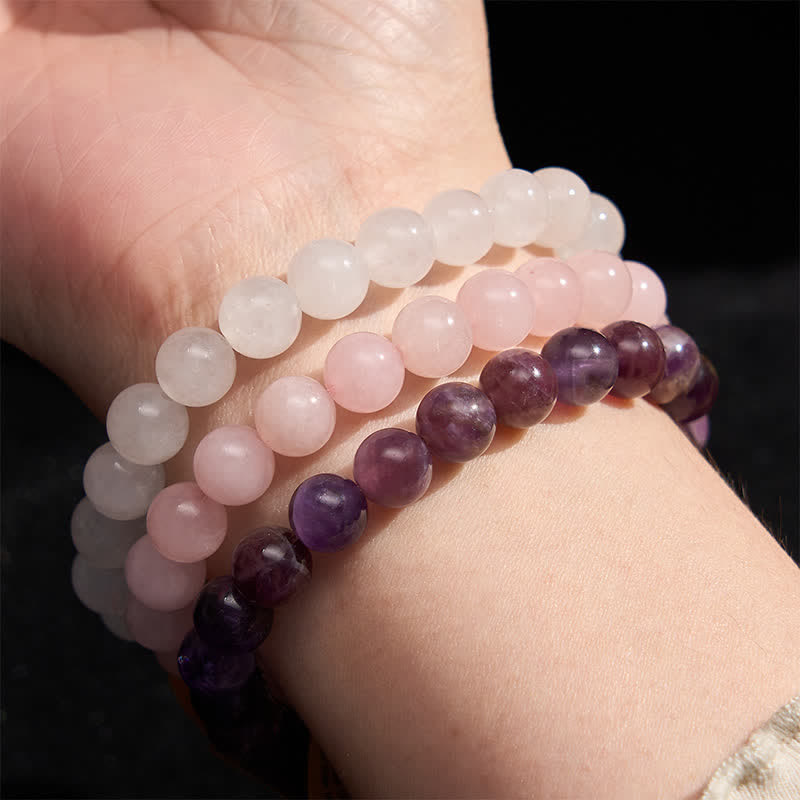 Buddha Stones Armband aus Amethyst und Rosenquarz für spirituelles Bewusstsein - image 2