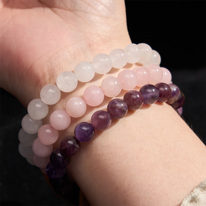 Buddha Stones Armband aus Amethyst und Rosenquarz für spirituelles Bewusstsein - image 2