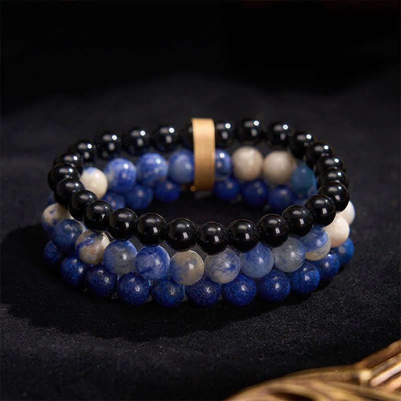 Buddha Stones Armband aus Lapislazuli, Sodalith und schwarzem Onyx - image 1