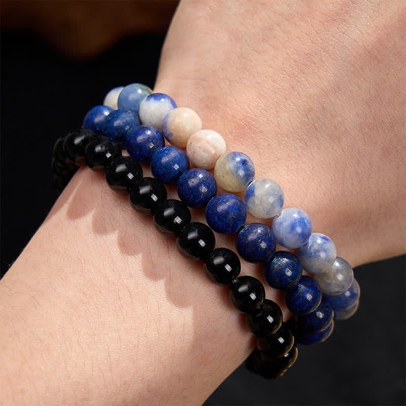 Buddha Stones Armband aus Lapislazuli, Sodalith und schwarzem Onyx - image 4