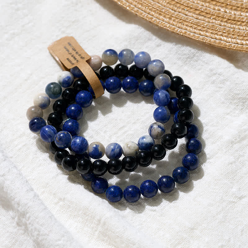 Buddha Stones Armband aus Lapislazuli, Sodalith und schwarzem Onyx - image 3