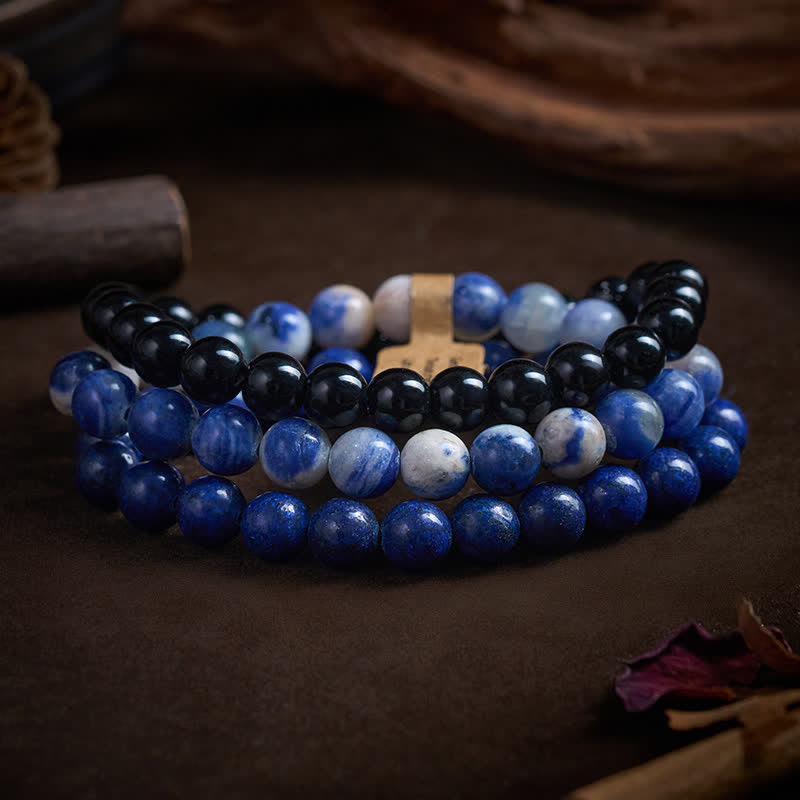 Buddha Stones Armband aus Lapislazuli, Sodalith und schwarzem Onyx - image 2