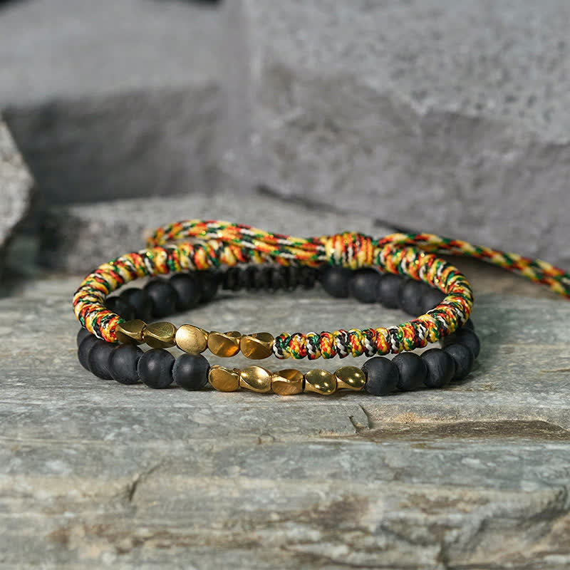 Buddha Stones 2 Stück Armband aus Kupferschnur mit natürlichen, mattierten Steinperlen - image 1