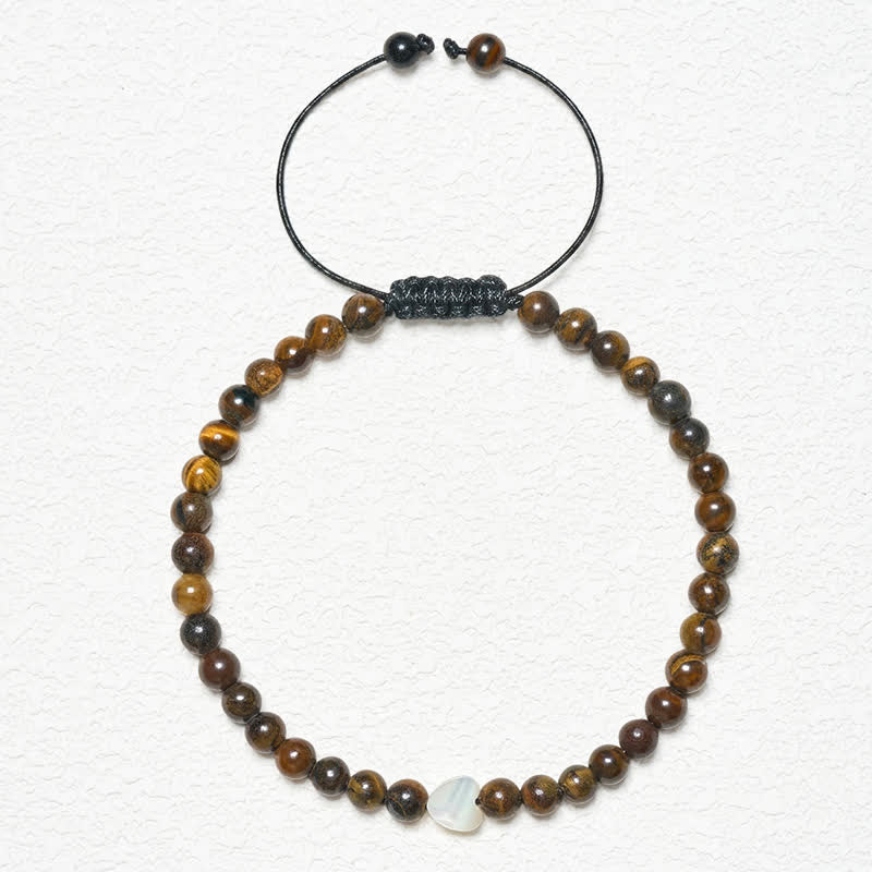 Buddha Stones Natürliches kleines Tigeraugenperlen-Liebesherz-Kraft-Armband - image 1