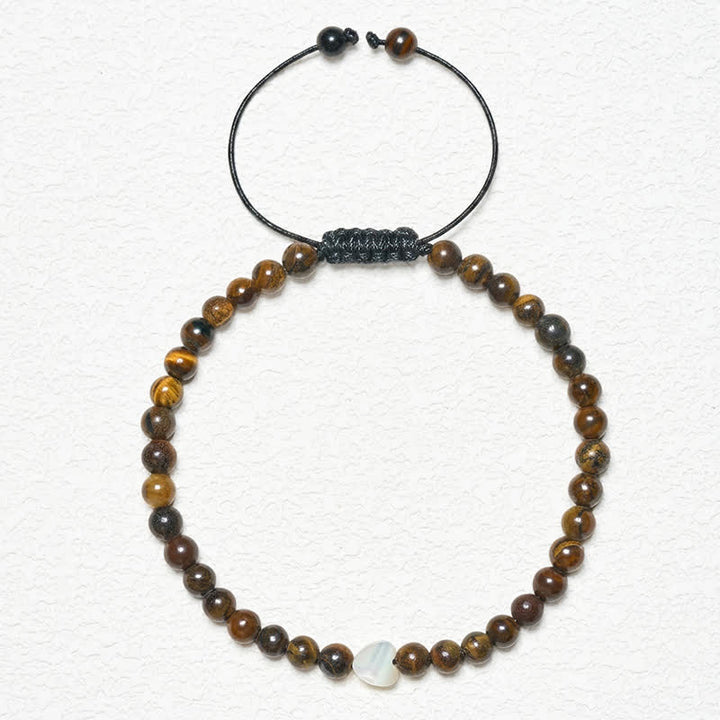 Buddha Stones Natürliches kleines Tigeraugenperlen-Liebesherz-Kraft-Armband - image 1