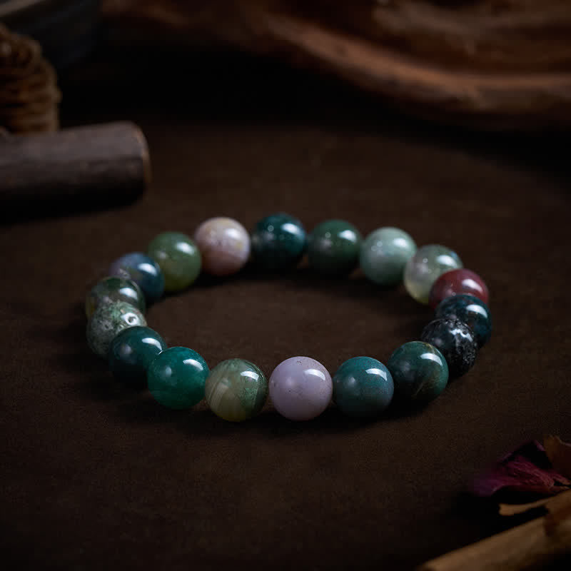 Buddha Stones Armband aus Naturstein, Meeressediment-Jaspis und Achat zum Schutz und Frieden - image 10