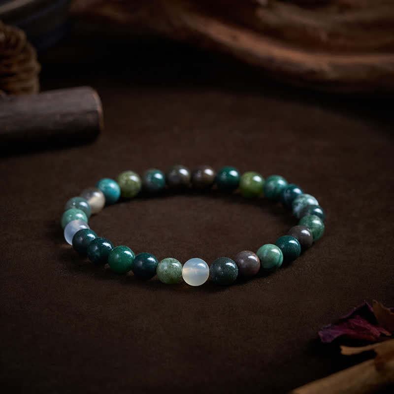 Buddha Stones Armband aus Naturstein, Meeressediment-Jaspis und Achat zum Schutz und Frieden - image 3