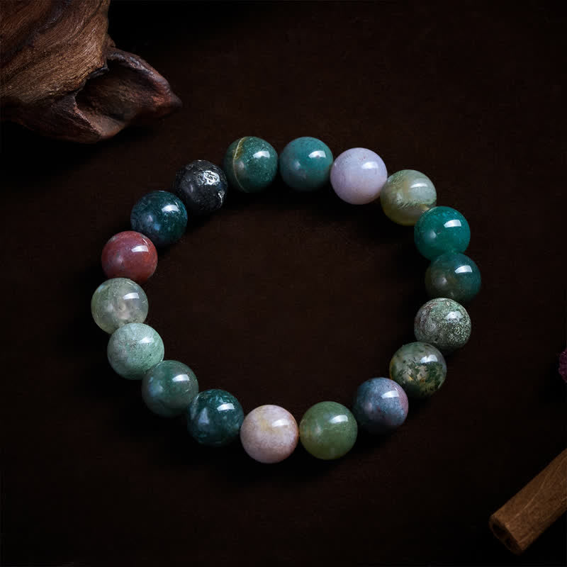 Buddha Stones Armband aus Naturstein, Meeressediment-Jaspis und Achat zum Schutz und Frieden - 10 mm (Handgelenkumfang: 16-17 cm) - image 9