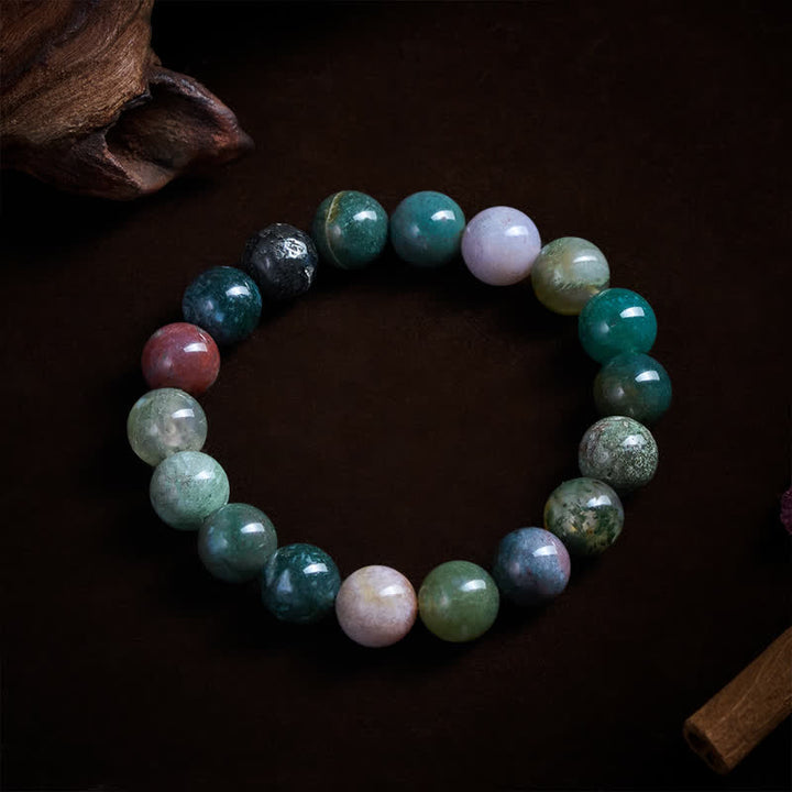 Buddha Stones Armband aus Naturstein, Meeressediment-Jaspis und Achat zum Schutz und Frieden - 10 mm (Handgelenkumfang: 16-17 cm) - image 9