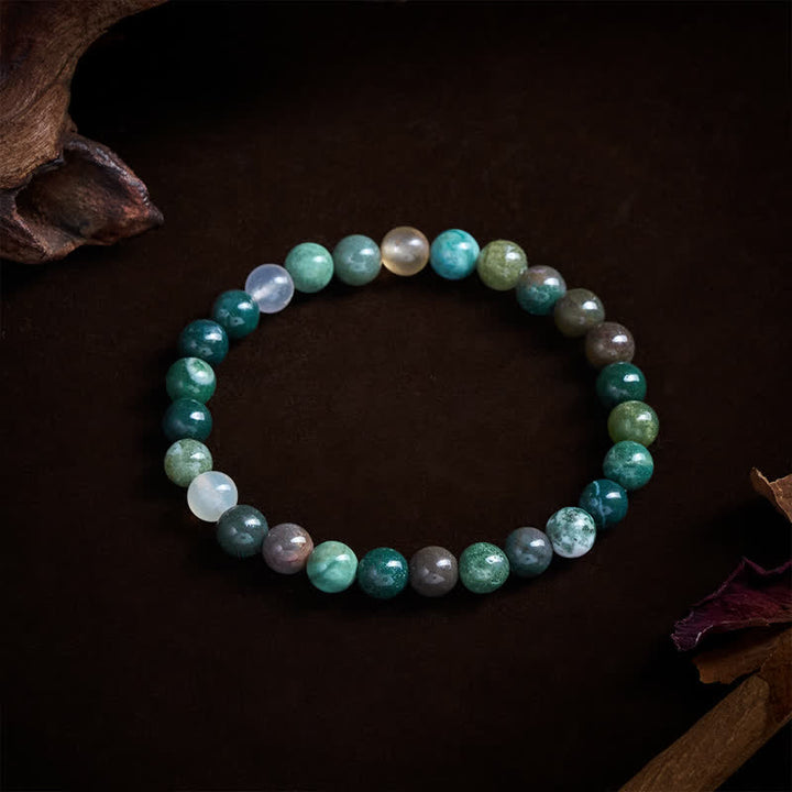 Buddha Stones Armband aus Naturstein, Meeressediment-Jaspis und Achat zum Schutz und Frieden - image 2