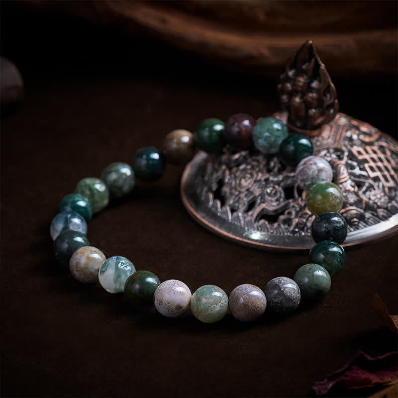 Buddha Stones Armband aus Naturstein, Meeressediment-Jaspis und Achat zum Schutz und Frieden - image 8