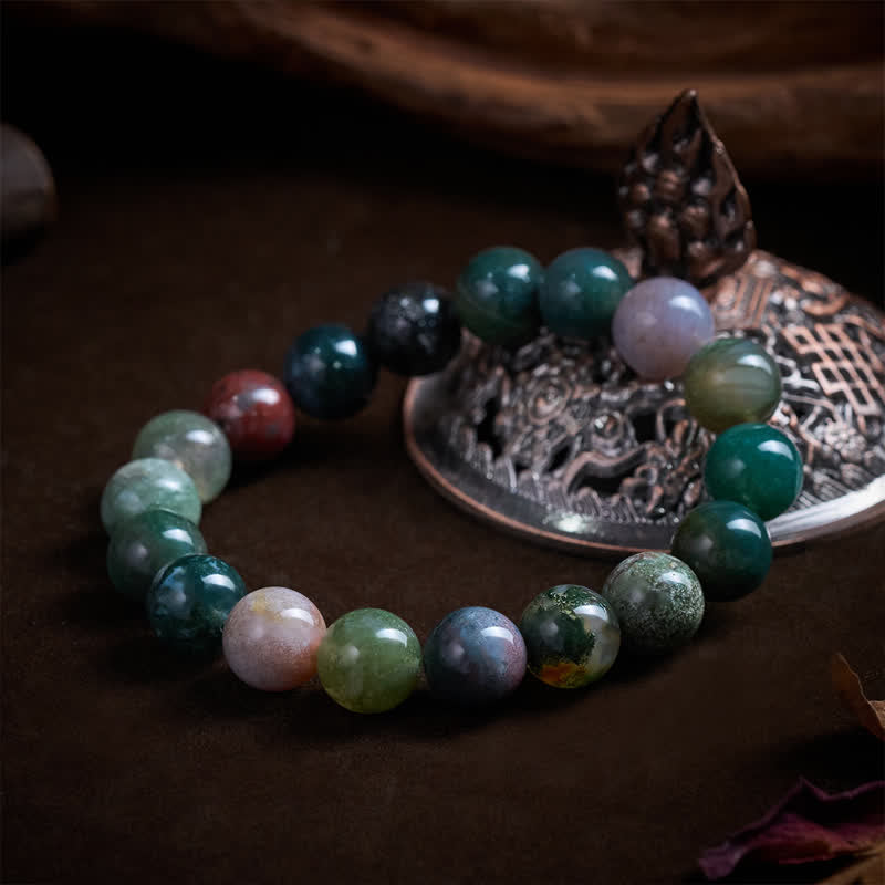 Buddha Stones Armband aus Naturstein, Meeressediment-Jaspis und Achat zum Schutz und Frieden - image 11
