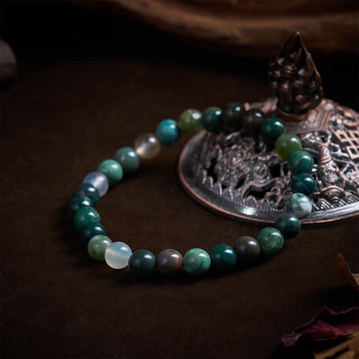 Buddha Stones Armband aus Naturstein, Meeressediment-Jaspis und Achat zum Schutz und Frieden - image 4
