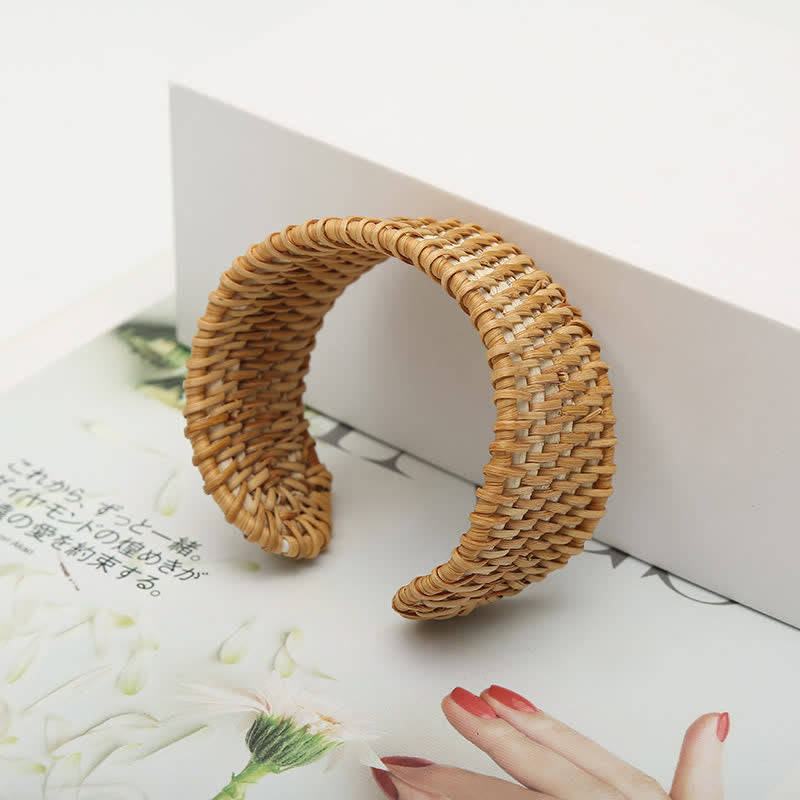 Buddha Stones Handgewebtes, breites Armband aus natürlichem Rattan zum Schutz vor Witterungseinflüssen im Boho-Stil - image 4