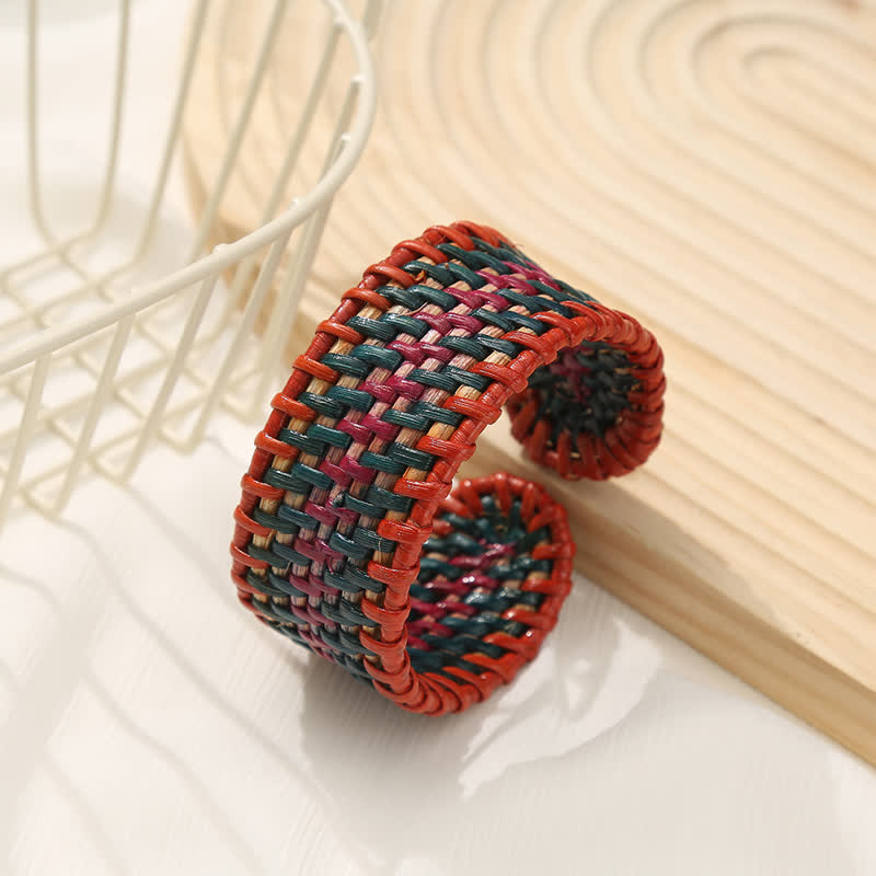 Buddha Stones Handgewebtes, breites Armband aus natürlichem Rattan zum Schutz vor Witterungseinflüssen im Boho-Stil - image 5